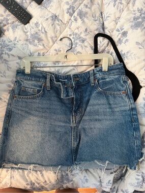 Old Navy Blue Denim Mini Skirt with Frayed Hem